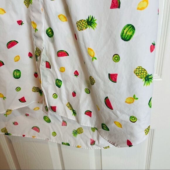 EUC Land’s End White Fruits Printed Button Down Shirt 16 - Picture 4 of 6